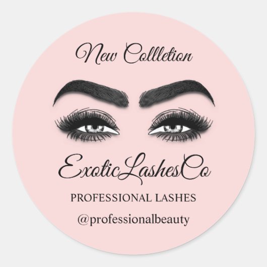 Makeup Artist Eyelash Packaging Cleaner Pink Rose Ronde Sticker (Voorkant)