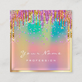 Makeup Artist Eyelash Pink Gold Glitter Holograaf Vierkante Visitekaartje