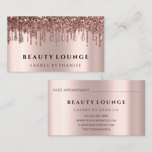 Makeup Artist Eyelash Roos druppelt haarnagels in  Afsprakenkaartje (Voorkant / Achterkant)