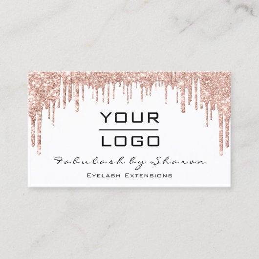 Makeup Artist Eyelash Roos Glitter Drift Logo Visitekaartje (Voorkant)