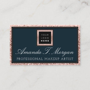 Makeup Artist Eyelash Roos Logo Elegant Blue Navy Visitekaartje