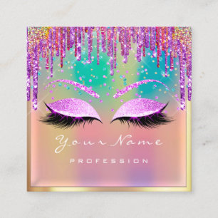 Makeup Artist Eyelash Roze Glitter Drijft Paars Vierkante Visitekaartje