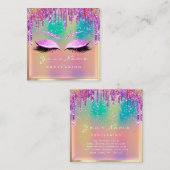 Makeup Artist Eyelash Roze Glitter Drijft Paars Vierkante Visitekaartje (Voorkant / Achterkant)