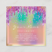 Makeup Artist Eyelash Roze Glitter Drijft Paars Vierkante Visitekaartje (Achterkant)