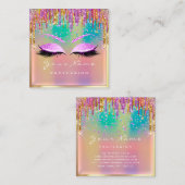 Makeup Artist Eyelash Roze Vonk Glitter Holograaf Vierkante Visitekaartje (Voorkant / Achterkant)