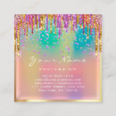 Makeup Artist Eyelash Roze Vonk Glitter Holograaf Vierkante Visitekaartje (Achterkant)