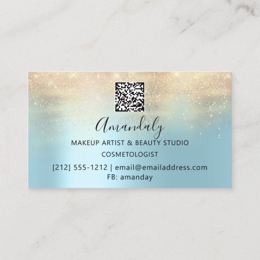 Makeup Artist Eyelashes Blue QRCODE Logo Brows Visitekaartje (Achterkant)