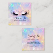 Makeup Artist Eyelashes Brows Holografen Silver Vierkante Visitekaartje (Voorkant / Achterkant)