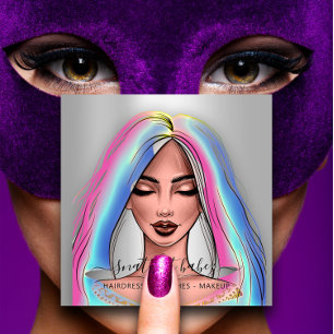 Makeup Artist Eyelashes Brows Silver Holograaf Vierkante Visitekaartje