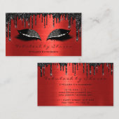 Makeup Artist Eyelashes Extension Black Drift Red Visitekaartje (Voorkant / Achterkant)