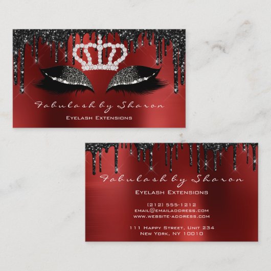 Makeup Artist Eyelashes Extension Black Drip Royal Visitekaartje (Voorkant / Achterkant)