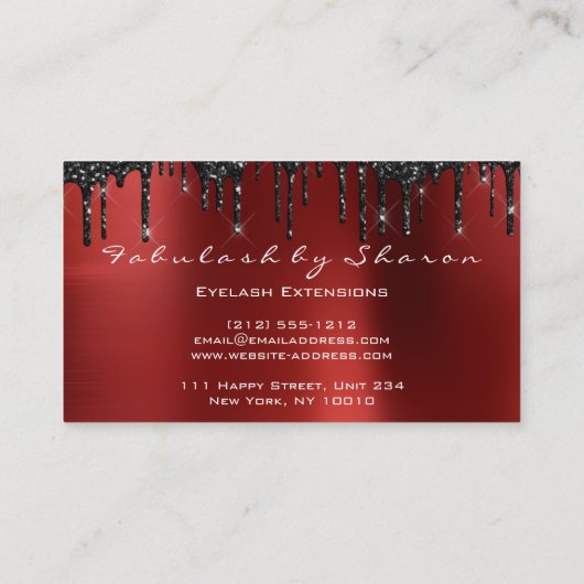 Makeup Artist Eyelashes Extension Black Drip Royal Visitekaartje (Achterkant)