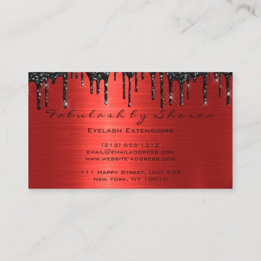 Makeup Artist Eyelashes Extension Red Black Drids Visitekaartje (Achterkant)