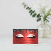 Makeup Artist Eyelashes Extension Red Black Drids Visitekaartje (Staand voorkant)