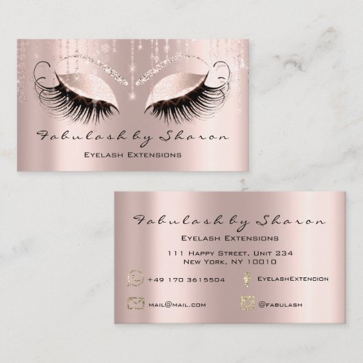 Makeup Artist Eyelashes Extension Roos Brows Visitekaartje (Voorkant / Achterkant)