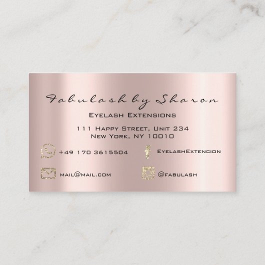 Makeup Artist Eyelashes Extension Roos Brows Visitekaartje (Achterkant)