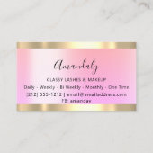 Makeup Artist Eyelashes Gold Pink Glitter Framed Visitekaartje (Achterkant)