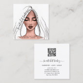 Makeup Artist Eyelashes Hair Brows Lips White Face Vierkante Visitekaartje (Voorkant / Achterkant)