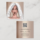 Makeup Artist Eyelashes Hair Brows Roos White Squa Vierkante Visitekaartje (Voorkant / Achterkant)