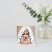 Makeup Artist Eyelashes Hair Brows Roos White Squa Vierkante Visitekaartje (Staand voorkant)