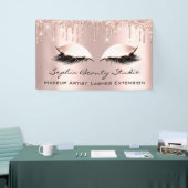 Makeup Artist Eyelashes Roos Drijft roze glitter Spandoek (Beurs)