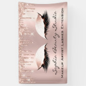 Makeup Artist Eyelashes Roos Drijft roze glitter Spandoek (Verticaal)