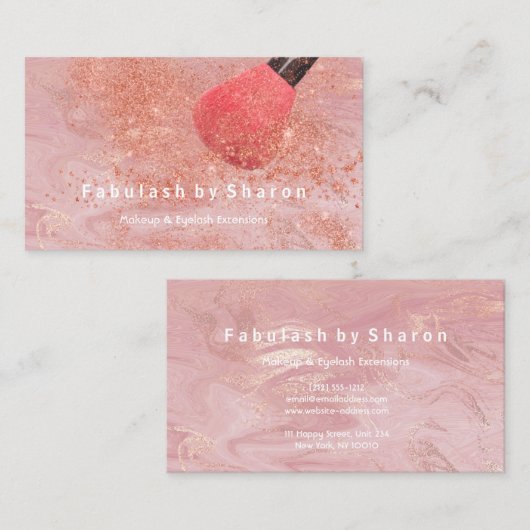 Makeup Artist Eyes Lash Glitter Roos Powder Koper Visitekaartje (Voorkant / Achterkant)