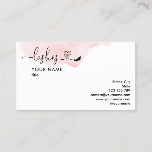 Makeup Artist Eyes Lashes Blush Pink Waterverf Visitekaartje (Achterkant)