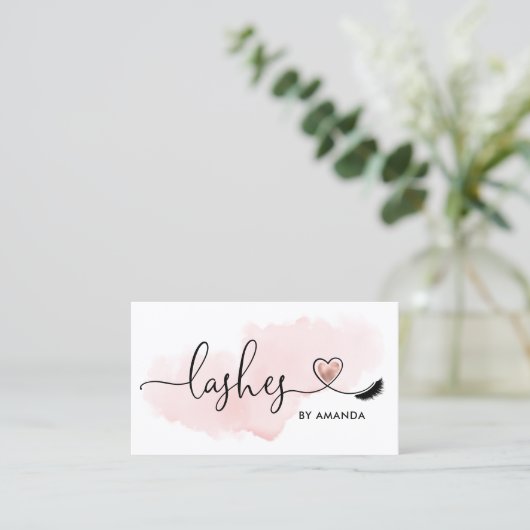 Makeup Artist Eyes Lashes Blush Pink Waterverf Visitekaartje (Staand voorkant)