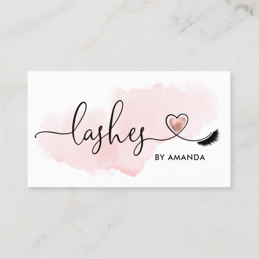 Makeup Artist Eyes Lashes Blush Pink Waterverf Visitekaartje (Voorkant)