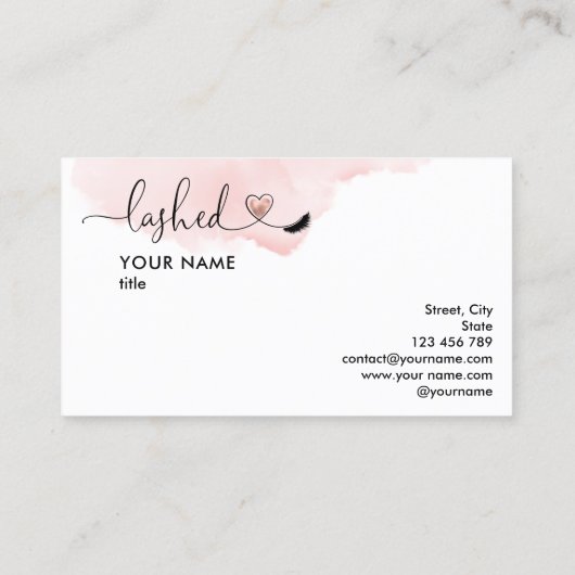 Makeup Artist Eyes Lashes Blush Pink Waterverf Visitekaartje (Achterkant)