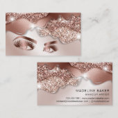 Makeup Artist Eyes Lashes Drijvende Roos Gold Visitekaartje (Voorkant / Achterkant)
