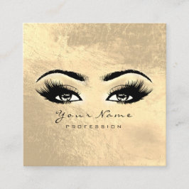 Makeup Artist Eyes Lashes Extension Gold Square Vierkante Visitekaartje
