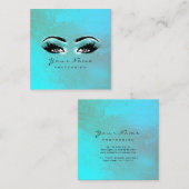 Makeup Artist Eyes Lashes Extension Ocean Blue Vierkante Visitekaartje (Voorkant / Achterkant)