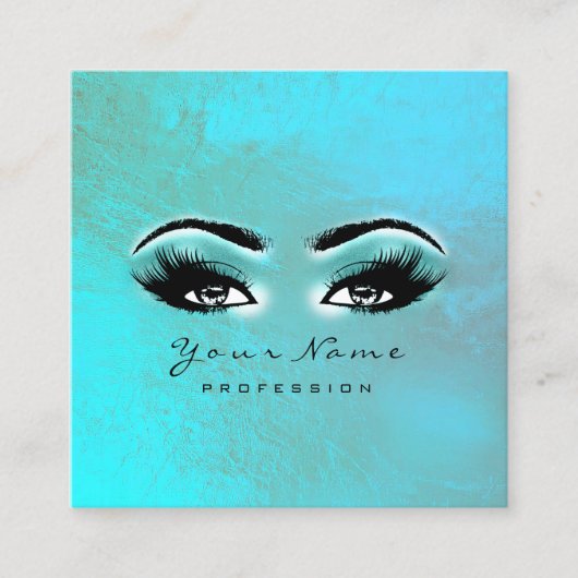 Makeup Artist Eyes Lashes Extension Ocean Blue Vierkante Visitekaartje (Voorkant)