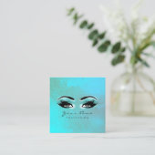 Makeup Artist Eyes Lashes Extension Ocean Blue Vierkante Visitekaartje (Staand voorkant)
