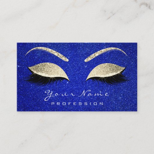Makeup Artist Eyes Lashes Glitter Cobalt Blue Gold Visitekaartje (Voorkant)