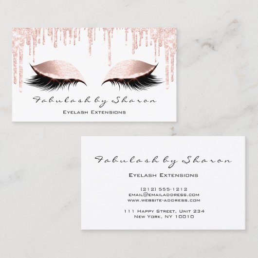 Makeup Artist Eyes Lashes Glitter Drift Roos White Visitekaartje (Voorkant / Achterkant)