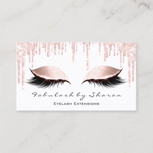 Makeup Artist Eyes Lashes Glitter Drift Roos White Visitekaartje (Voorkant)