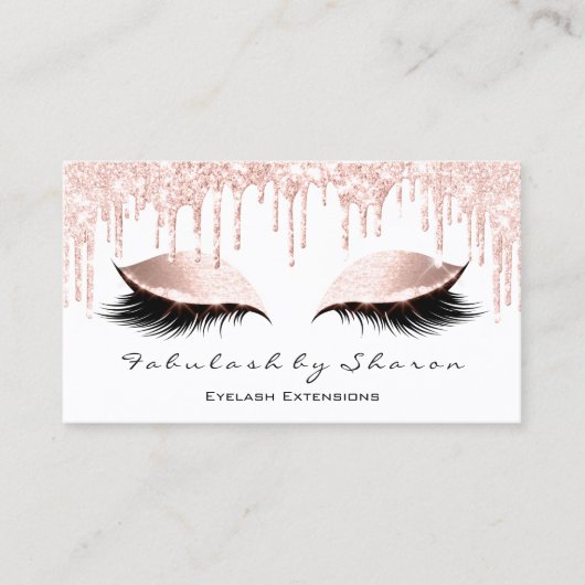 Makeup Artist Eyes Lashes Glitter Drift Roos White Visitekaartje (Voorkant)