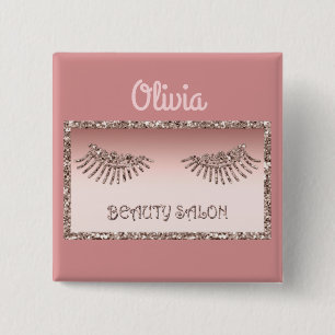Makeup Artist Eyes Lashes Glitter Drift Spark Beau Vierkante Button 5,1 Cm