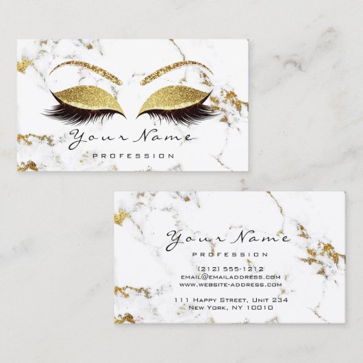 Makeup Artist Eyes Lashes Glitter Gold Marble Visitekaartje (Voorkant / Achterkant)