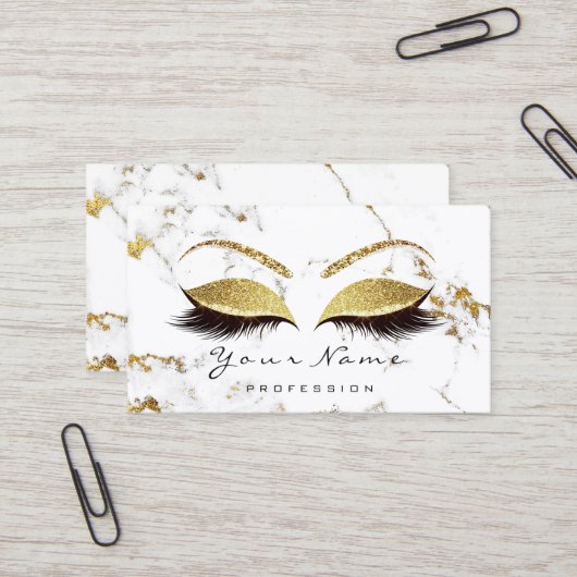 Makeup Artist Eyes Lashes Glitter Gold Marble Visitekaartje (Voorkant / Achterkant in situ)