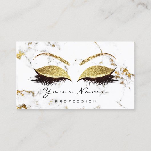 Makeup Artist Eyes Lashes Glitter Gold Marble Visitekaartje (Voorkant)
