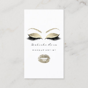 Makeup Artist Eyes Lashes Glitter Gold White Lips Visitekaartje