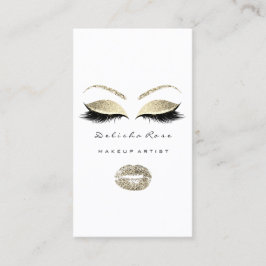 Makeup Artist Eyes Lashes Glitter Gold White Lips Visitekaartje