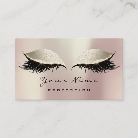 Makeup Artist Eyes Lashes Glitter Pink Ivory Cream Visitekaartje (Voorkant)