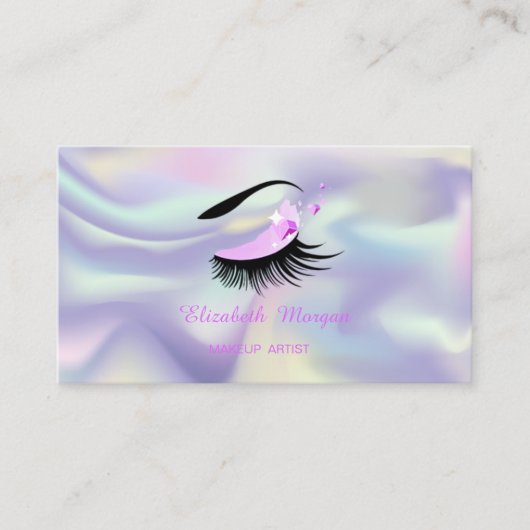 Makeup Artist, Faux Lashes Holographic Modern Visitekaartje (Voorkant)