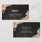 Makeup Artist  Floral Elegant Dark Wood Visitekaartje (Voorkant / Achterkant)