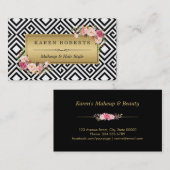 Makeup Artist Floral Gold Abstract Geometric Visitekaartje (Voorkant / Achterkant)